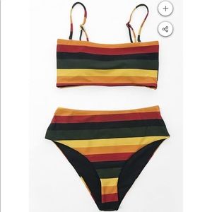 reversible stripe, high waisted bikini